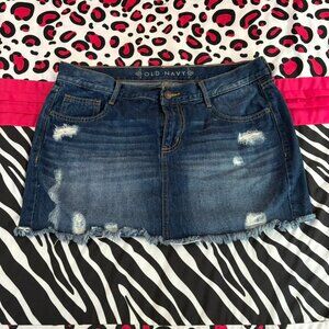 Old Navy Distressed Denim Mini Skirt - Blue